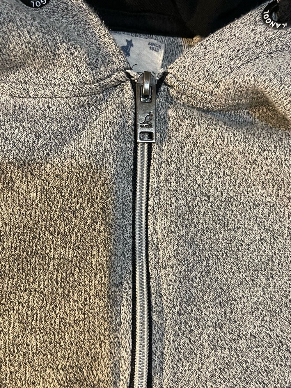Kangol Vintage Style Heather Gray Quarter 1/4 Zip Hoodie Embroidered Logo Men L - Picture 2 of 7